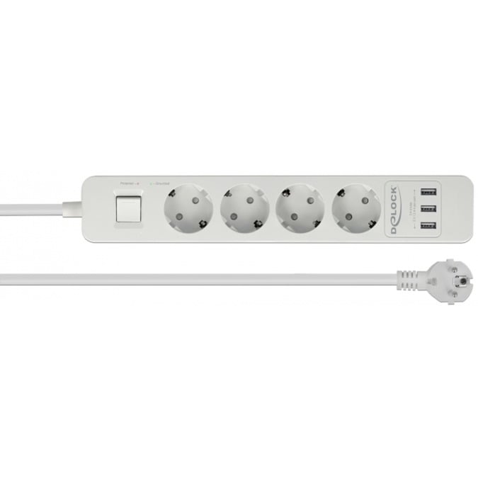 Delock Steckdosenleiste 4-fach, 3x USB | 04043619112067 Delock Steckdosenleiste 4-fach, 3x USB | 04043619112067