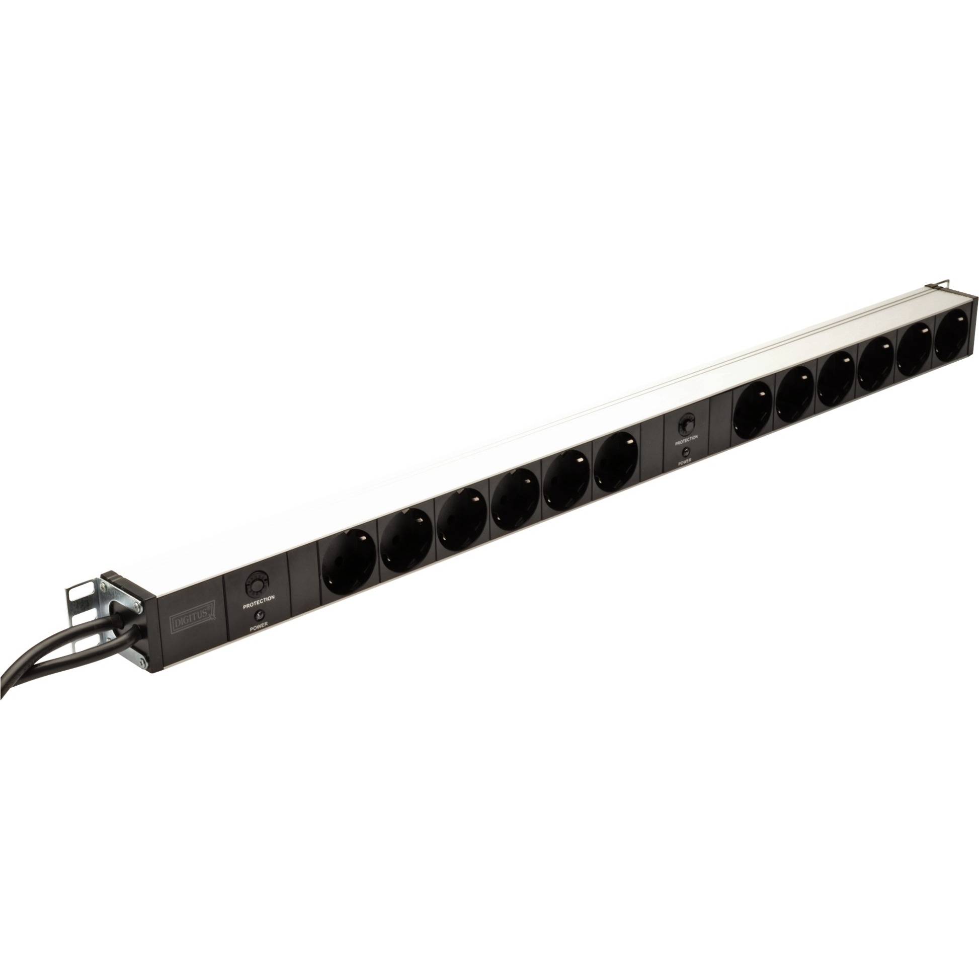 19" Steckdosenleiste mit Aluminiumprofil, 12-fach, 1HE