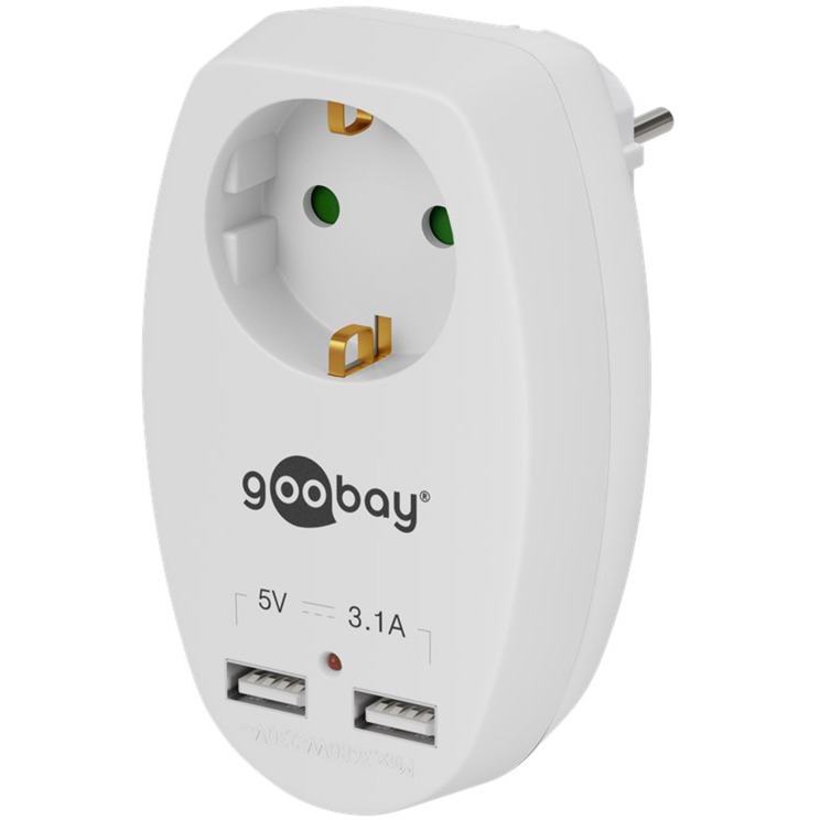 Goobay Schutzkontaktsteckdose 16A + 2 USB, Steckdosenadapter | 04040849408854 Goobay Schutzkontaktsteckdose 16A + 2 USB, Steckdosenadapter | 04040849408854