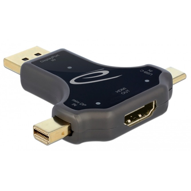 Delock Adapter USB-C + DisplayPort + mini DisplayPort Stecker > HDMI Buchse | 04043619640607 Delock Adapter USB-C + DisplayPort + mini DisplayPort Stecker > HDMI Buchse | 04043619640607