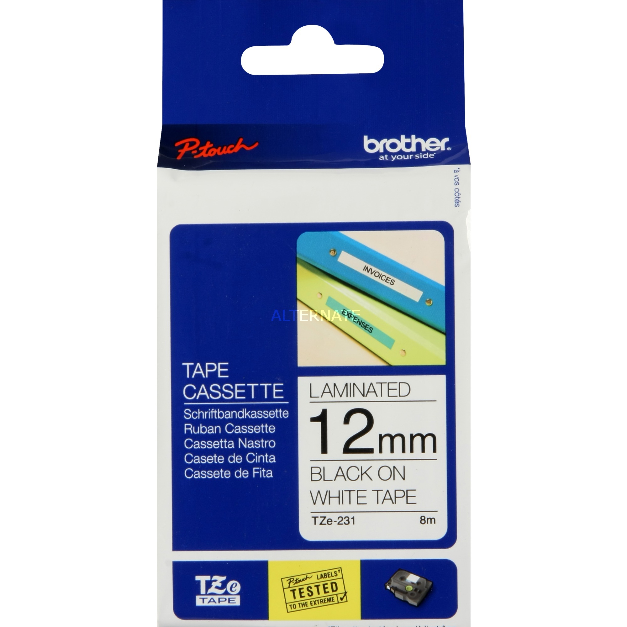 Brother P-touch Schriftband TZe-231 12mm x 8m schwarz/weiß laminiert selbstklebend 4977766685177 Brother 8 Meter