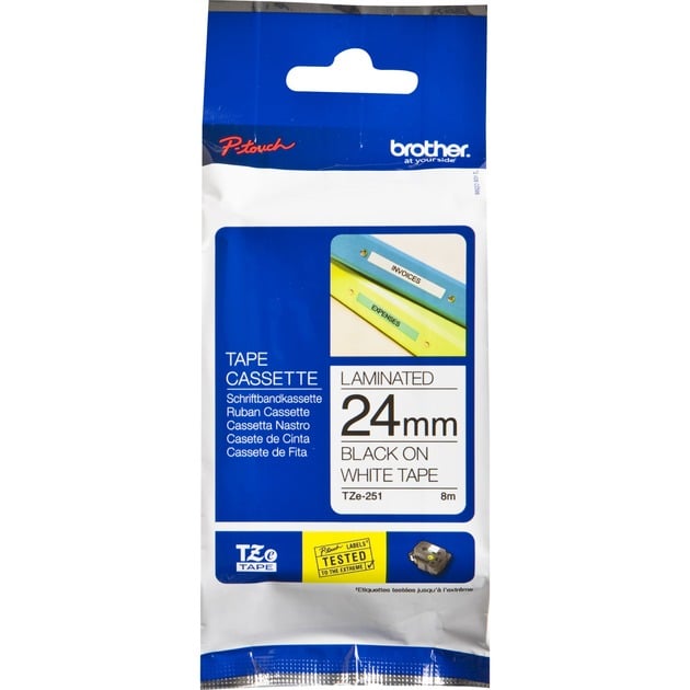 Brother TZe 251 - Laminiertes Band - Schwarz auf Weiß - Rolle (2,4 cm x 8 m) - 1 Rolle(n) - für P-Touch PT-1230, 18, 183
