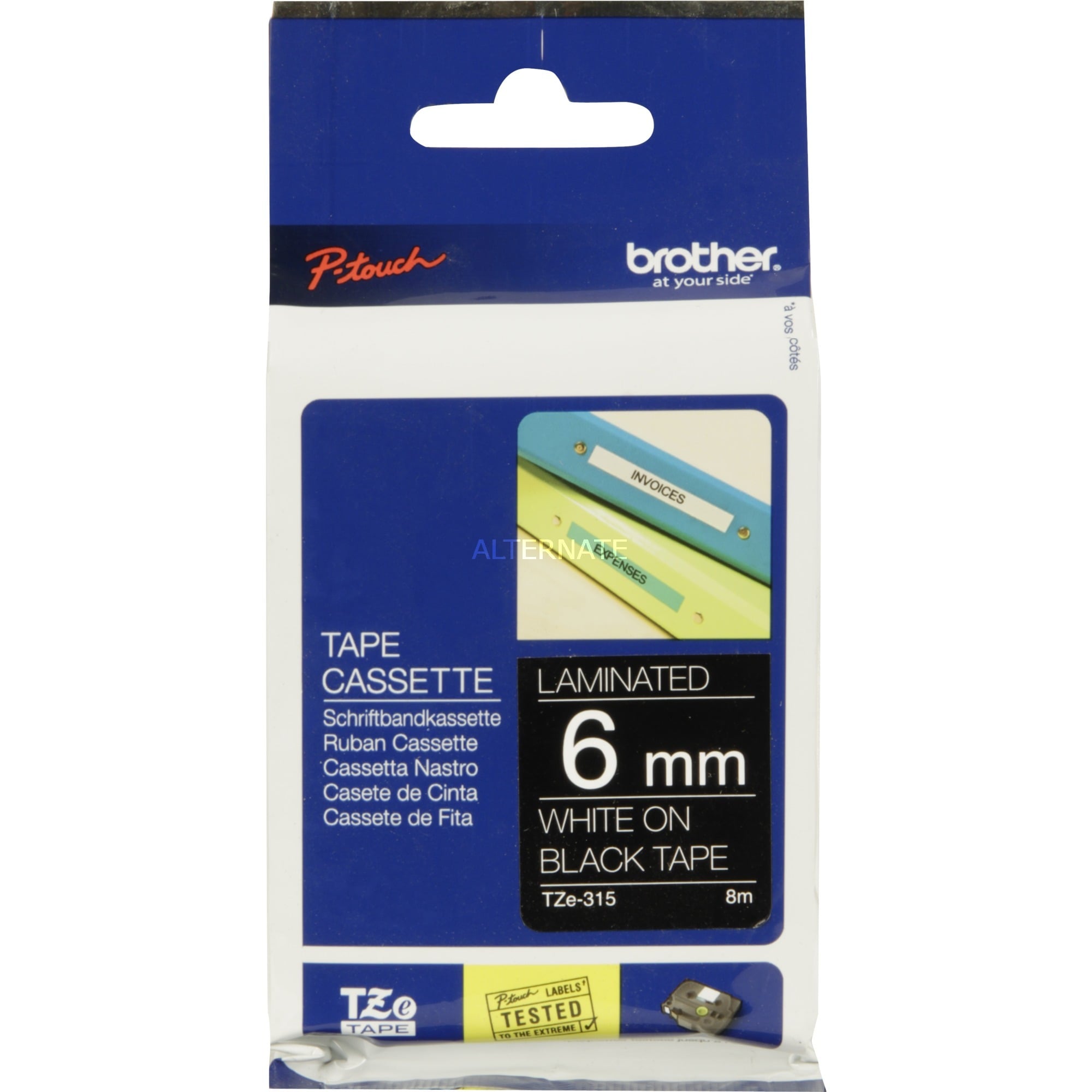 Brother P-touch Schriftband TZe-315 6mm x 8m weiß/schwarz laminiert selbstklebend 4977766685634 Brother