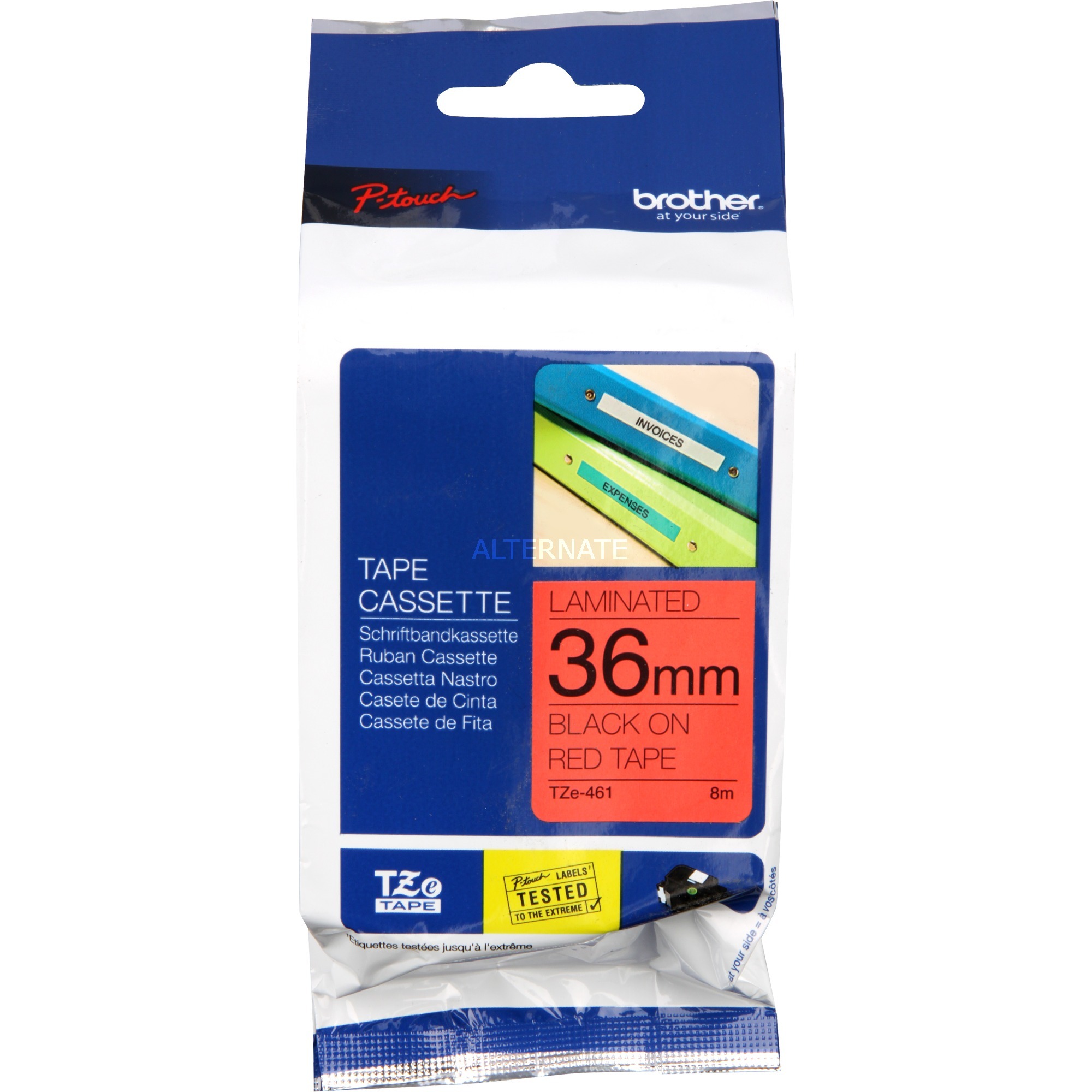 Brother Brother Schriftband TZe-461 (lam.) Schwarz auf Rot 36mm x 8m