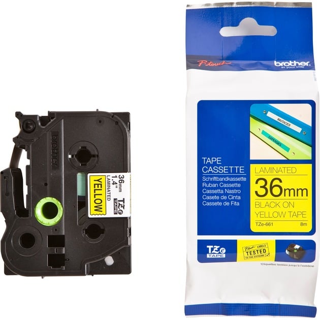 Brother TZe 661 - Laminiertes Band - Schwarz auf Gelb - Rolle (3,6 cm x 8 m) - 1 Rolle(n) - für P-Touch PT-3600, PT-550,