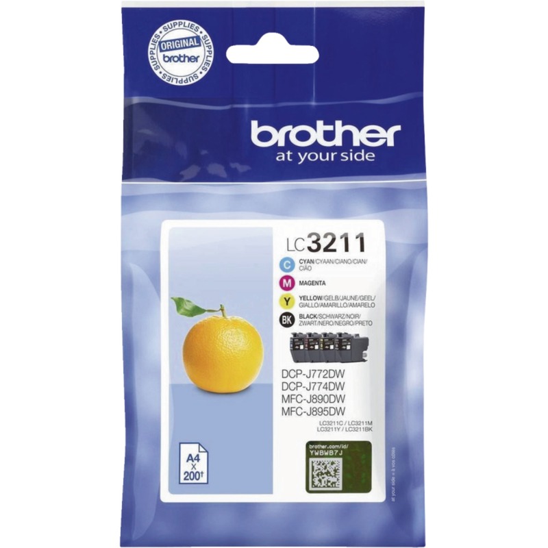 Brother Original LC-3211 Druckerpatronen 4er Multipack BK/C/M/Y mit Diebstahlsicherung (LC3211VALDR)