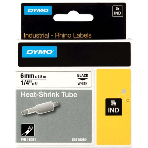 Dymo Rhino IND ORIGINAL Heißschrumpfschlauch 6mm x 1,5m, schwarz auf weiß, , Etiketten- Schrumpfschlauch | 00071701180513 Dymo Rhino IND ORIGINAL Heißschrumpfschlauch 6mm x 1,5m, schwarz auf weiß, , Etiketten- Schrumpfschlauch | 00071701180513