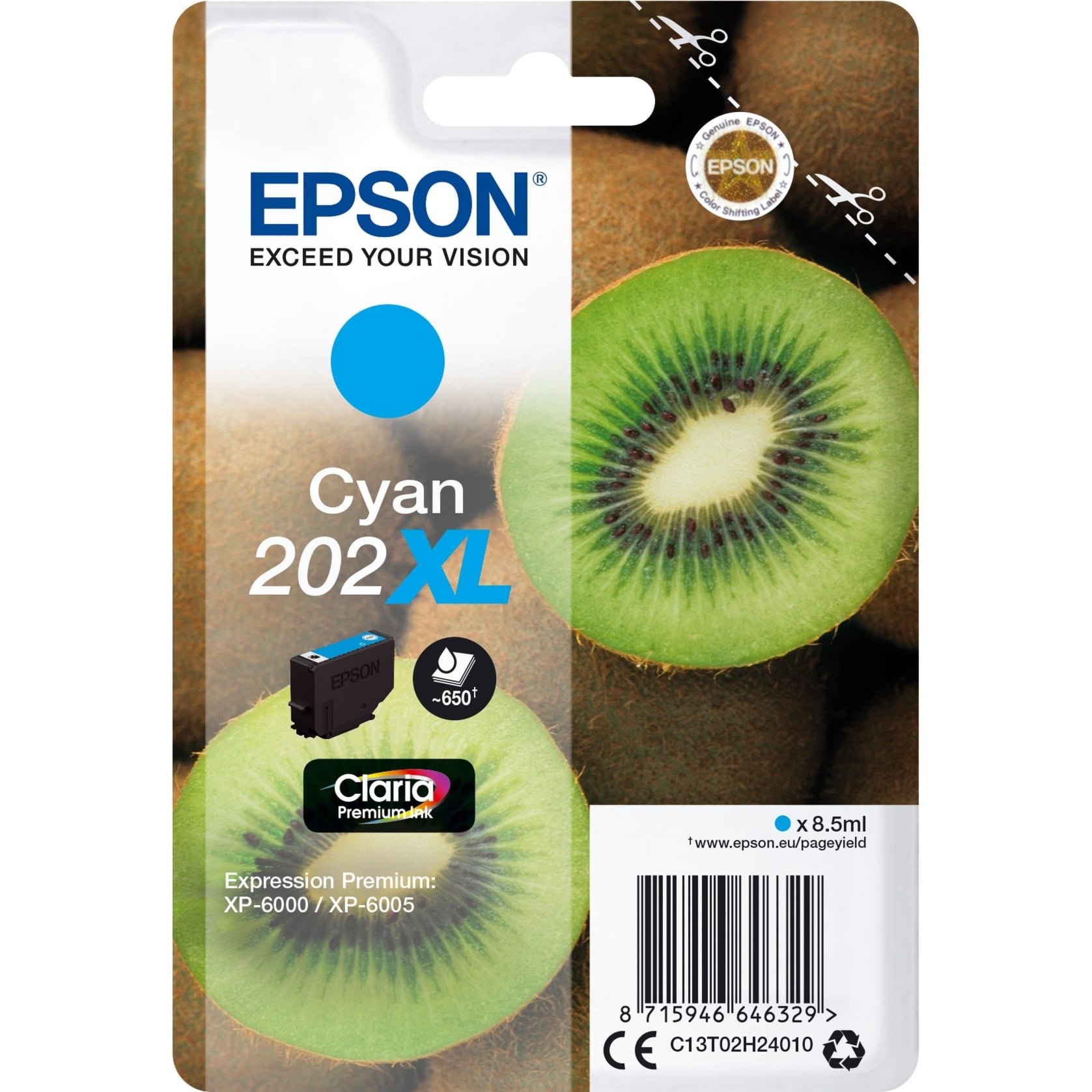 Original Epson C13T02H24020 / 202XL Tintenpatrone cyan