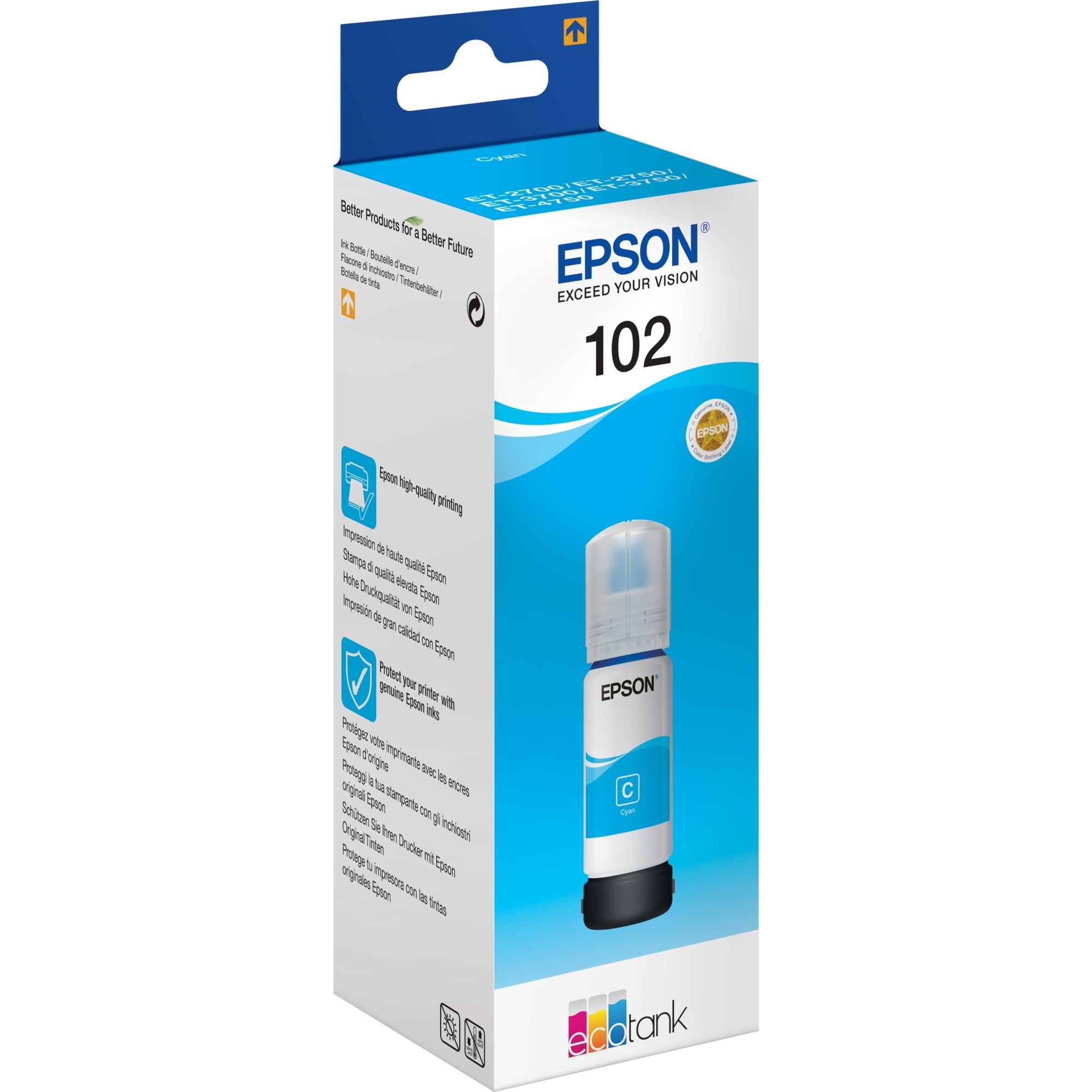Epson Original EcoTank 102 Nachfülltinte cyan 6.000 Seiten 70ml (C13T03R240)
