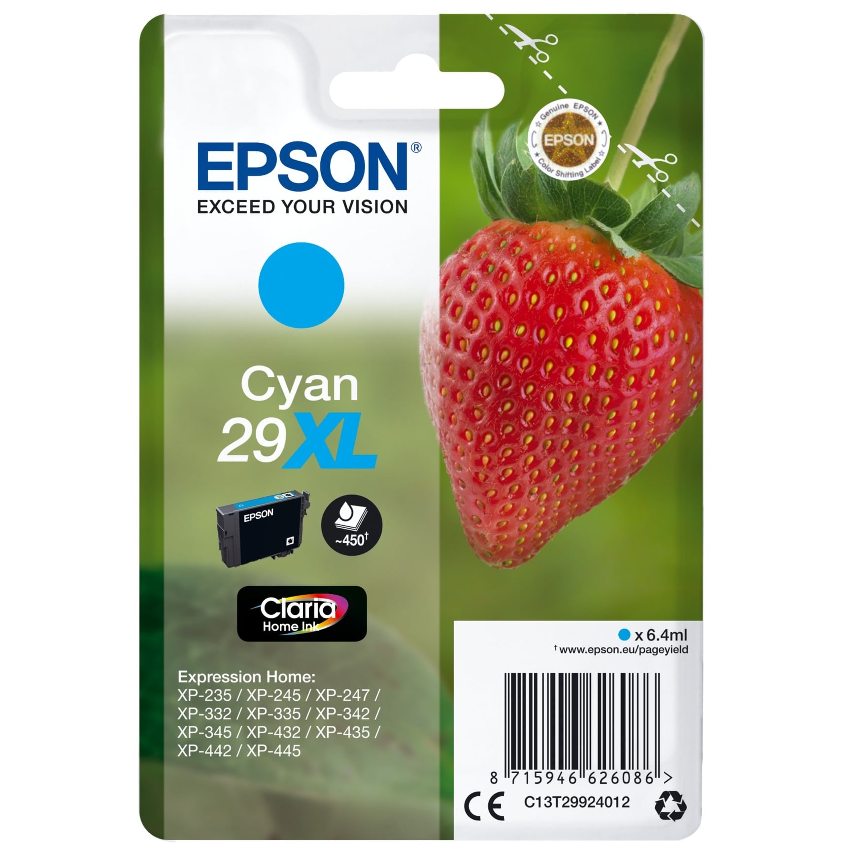 Epson Druckerpatrone Claria Home 29XL (C13T29924012) cyan 8715946626086 Epson