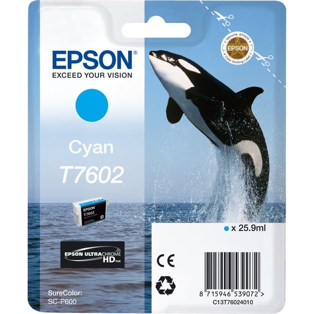 Epson Original T7602 Druckerpatrone cyan 25,9ml (C13T76024010)