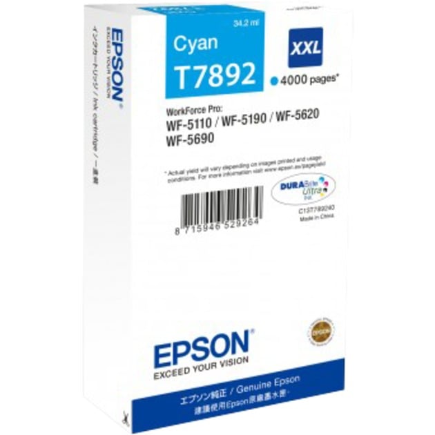 Epson Original T7892XXL 79XXL Druckerpatrone cyan 4.000 Seiten 34ml (C13T78924010)