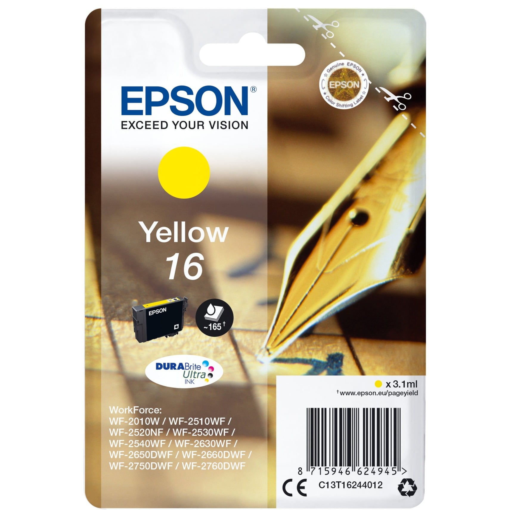 Epson Druckerpatrone DURABrite Ultra 16 (C13T16244012) gelb 8715946624945 Epson