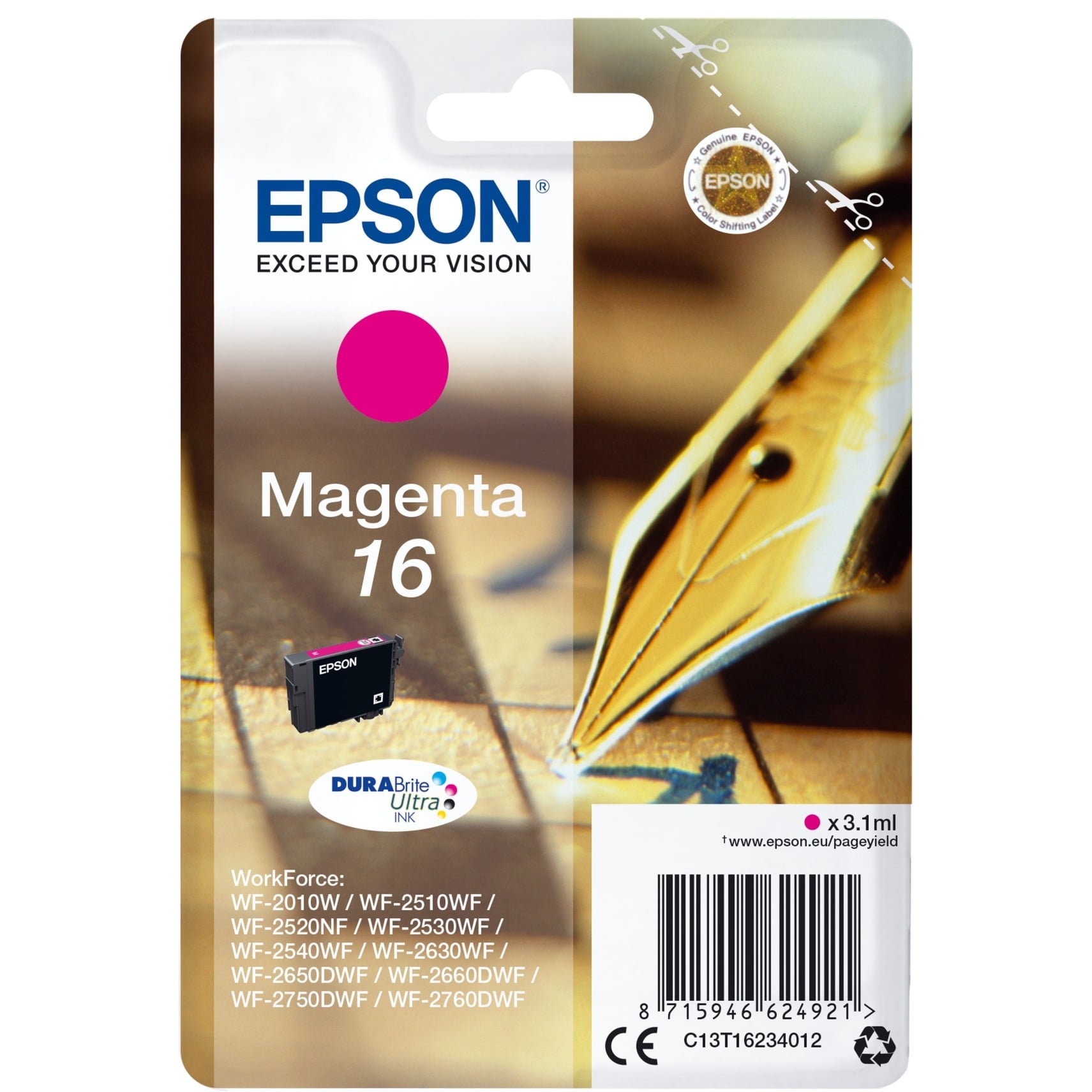 Epson Druckerpatrone DURABrite Ultra 16 (C13T16234012) magenta 8715946624921 Epson
