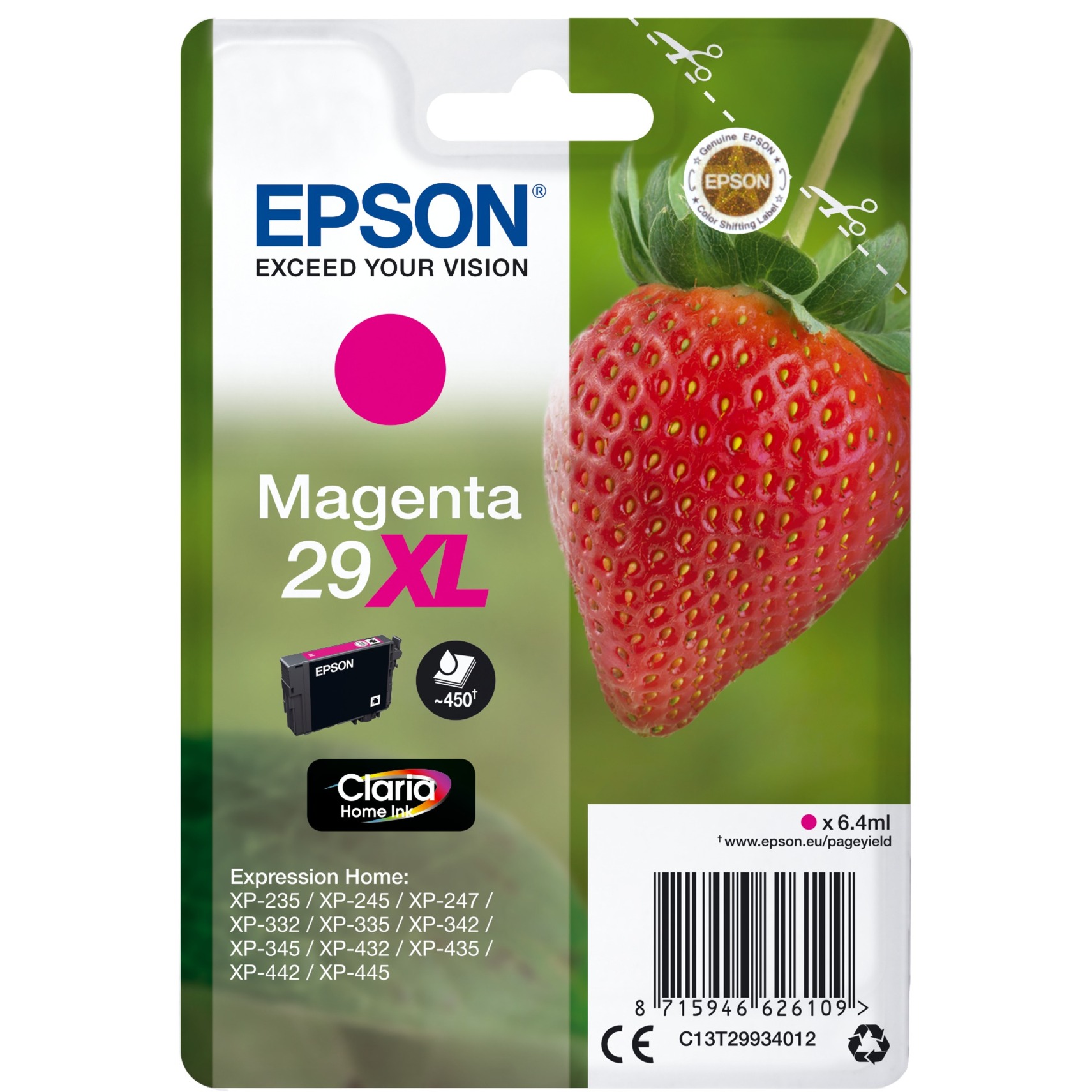 Epson Druckerpatrone 29XL / T2993XL C13T29934012 (kompatibel zu Epson 29XL), magenta, ca. 450 Seiten 8715946626109 Epson