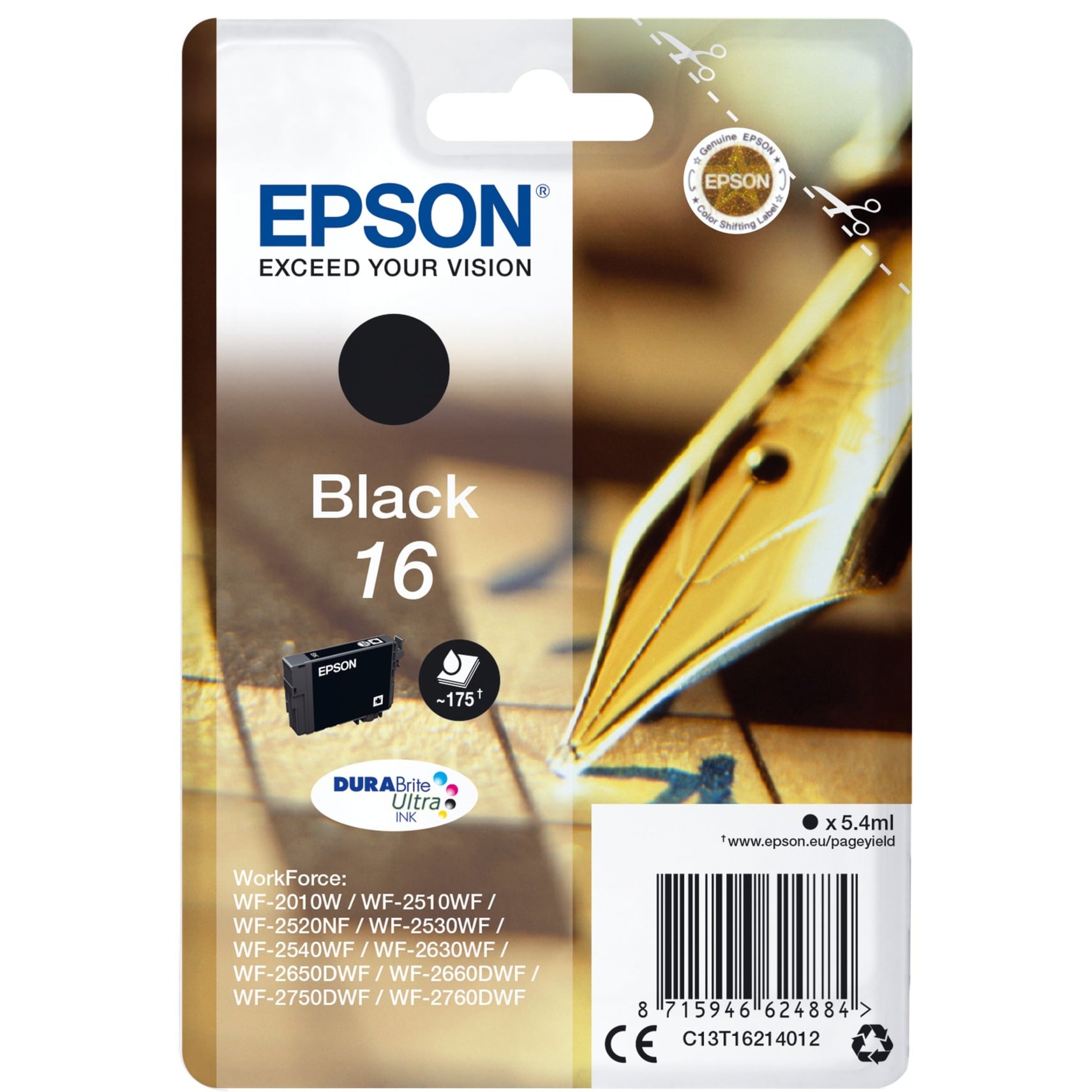 Epson Original 16 Füller Druckerpatrone - schwarz (C13T16214012)