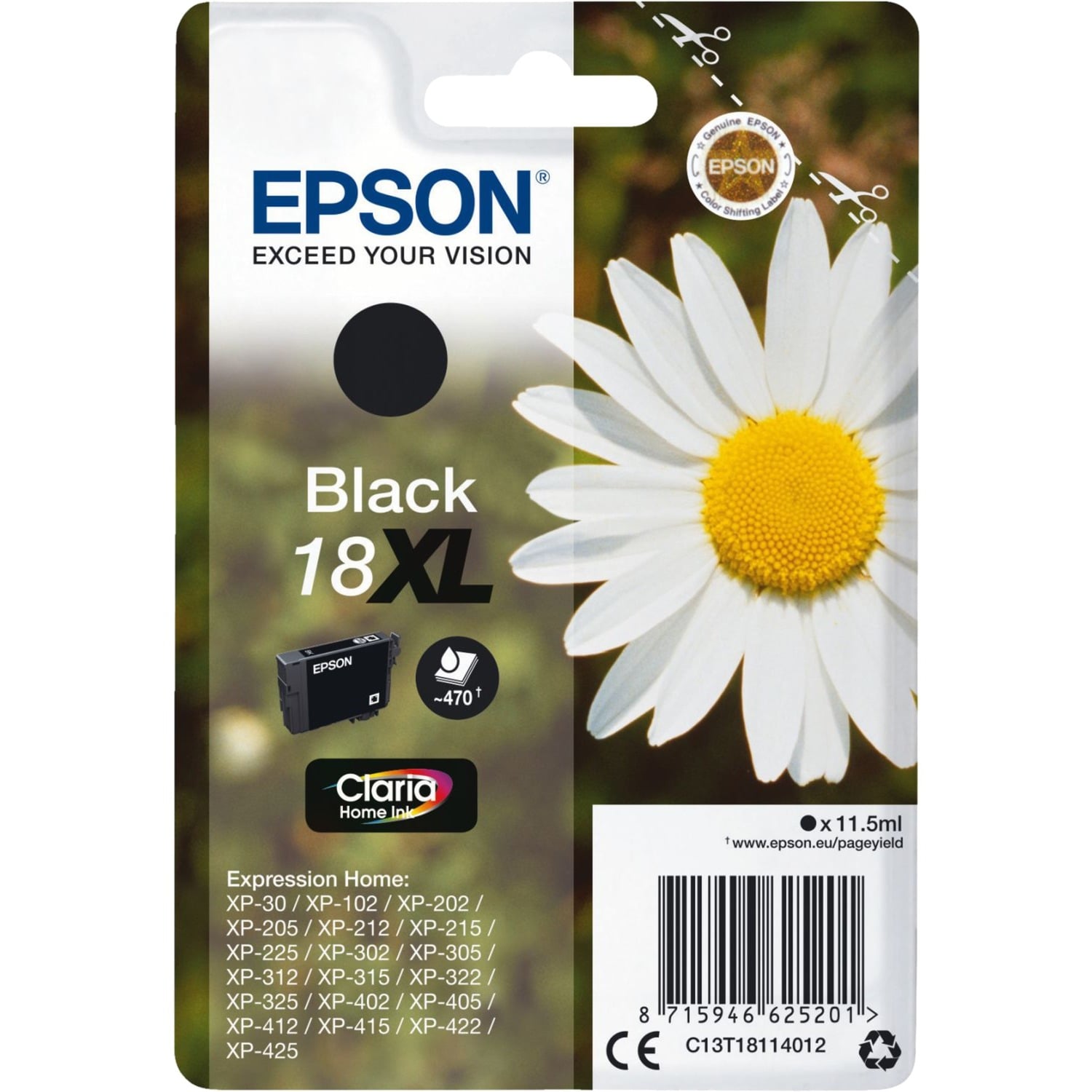 Epson Druckerpatrone Claria Home 18XL (C13T18114012) schwarz 8715946625201 Epson
