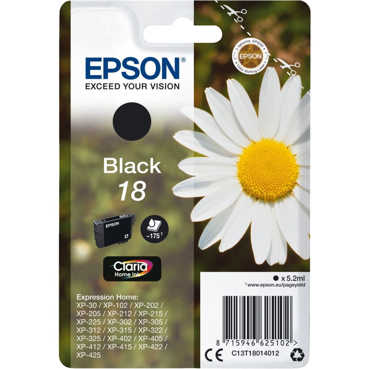Epson Druckerpatrone Claria Home 18 (C13T18014012) schwarz 8715946625102 Epson