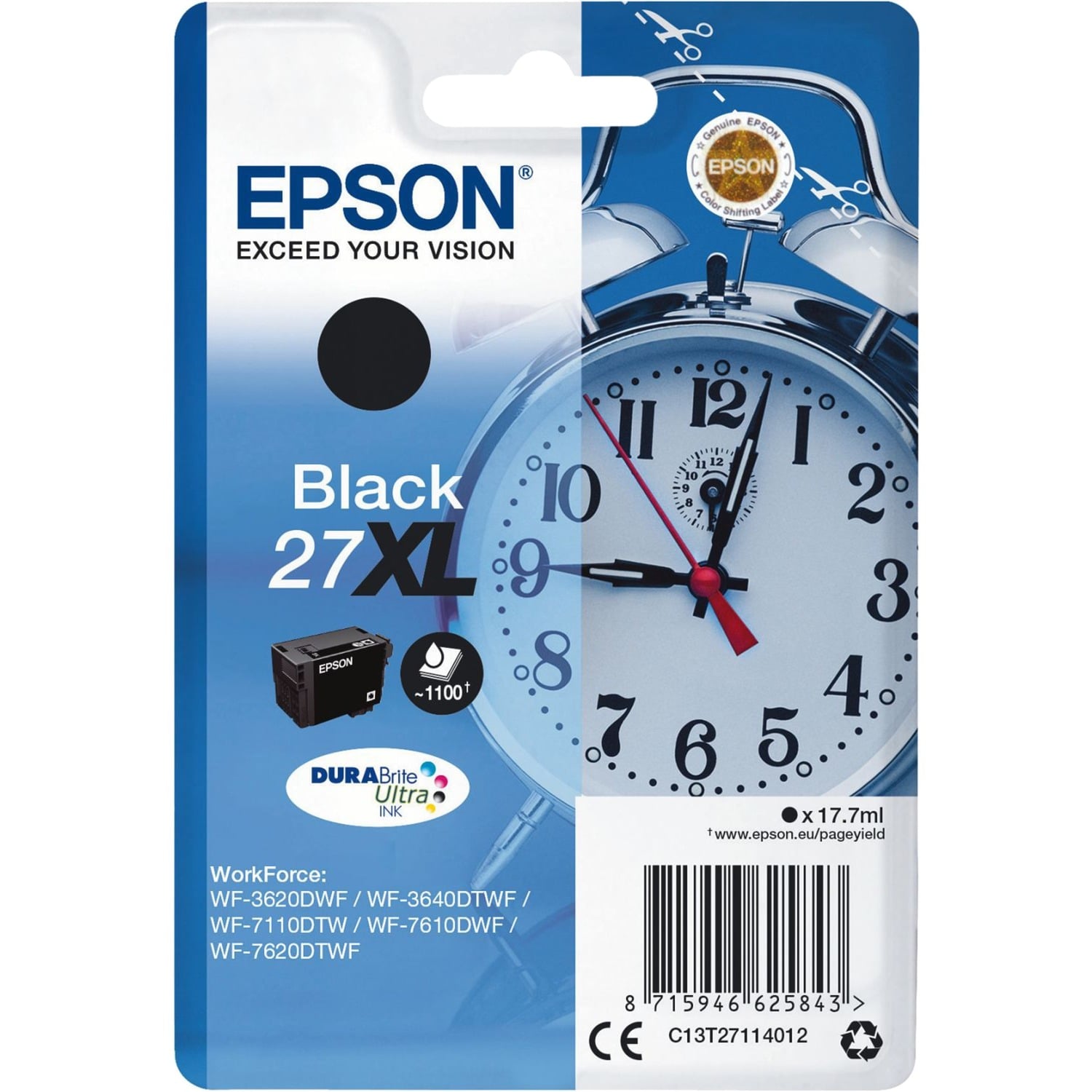 Epson Druckerpatrone DURABrite Ultra 27XL (C13T27114012) schwarz 8715946625843 Epson