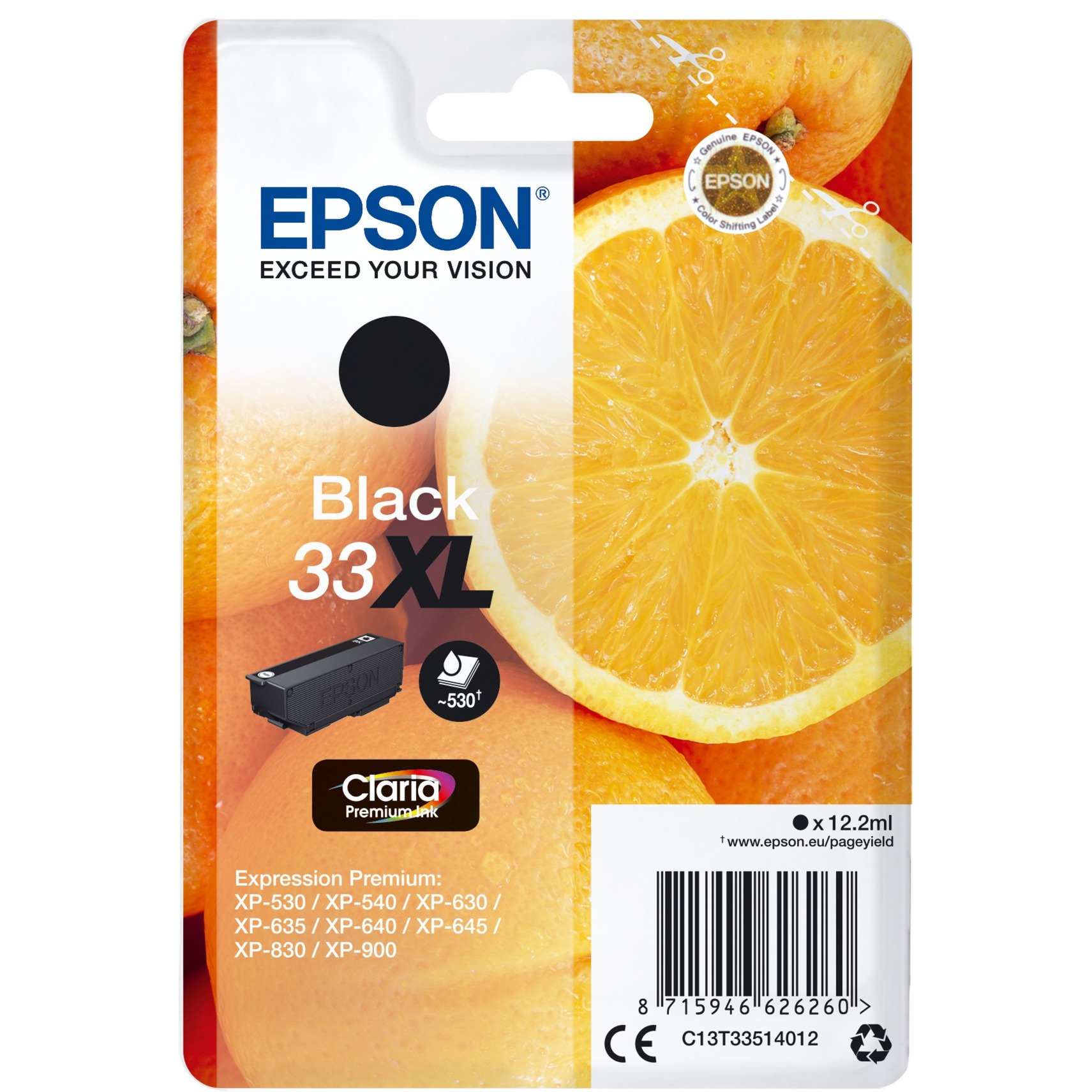 Epson Druckerpatrone 33XL / T3351XL C13T33514012 (kompatibel zu Epson), schwarz, ca. 530 Seiten 8715946626260 Epson