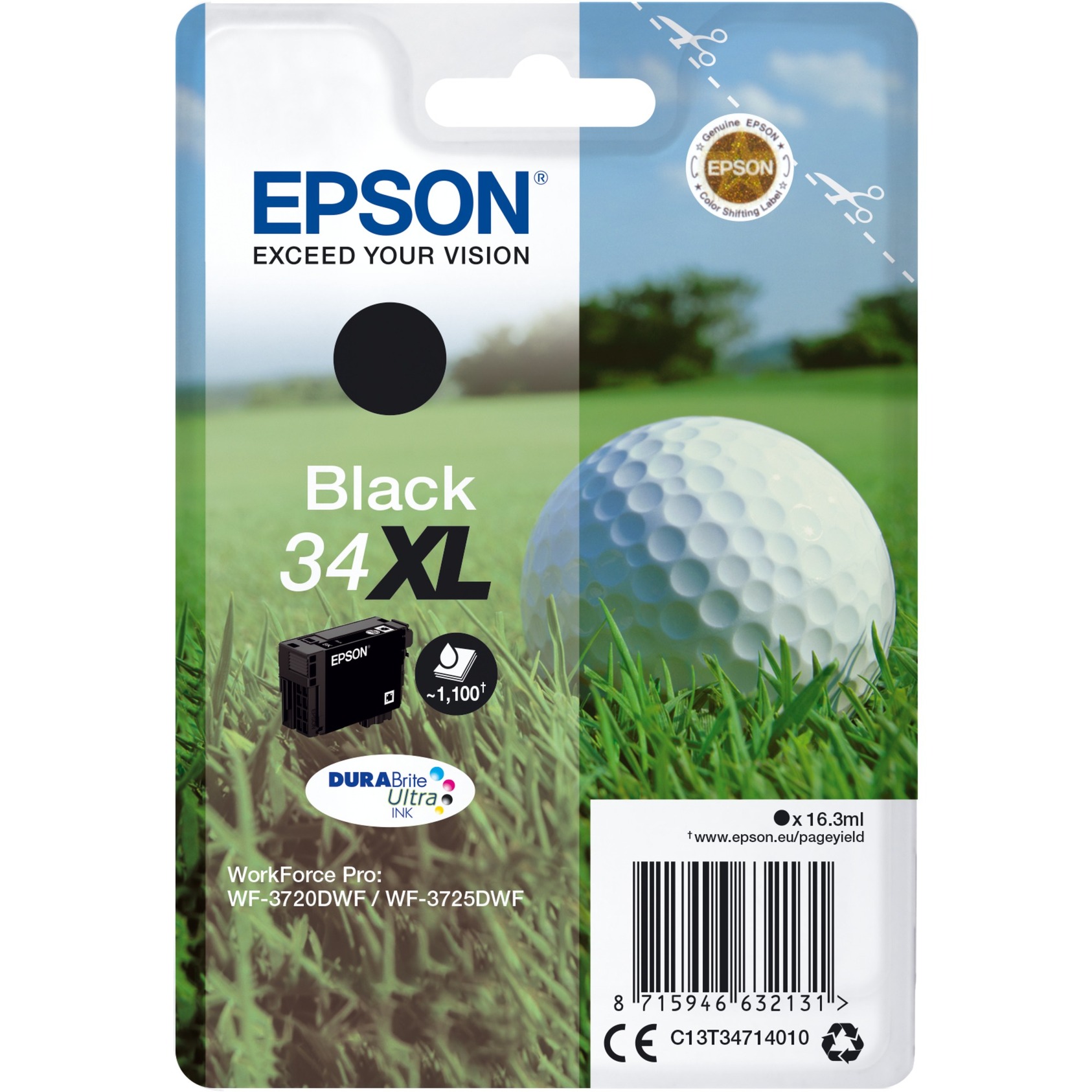 Epson Original 34XL Golfball Druckerpatrone schwarz 1.100 Seiten 16,3ml (C13T34714010)