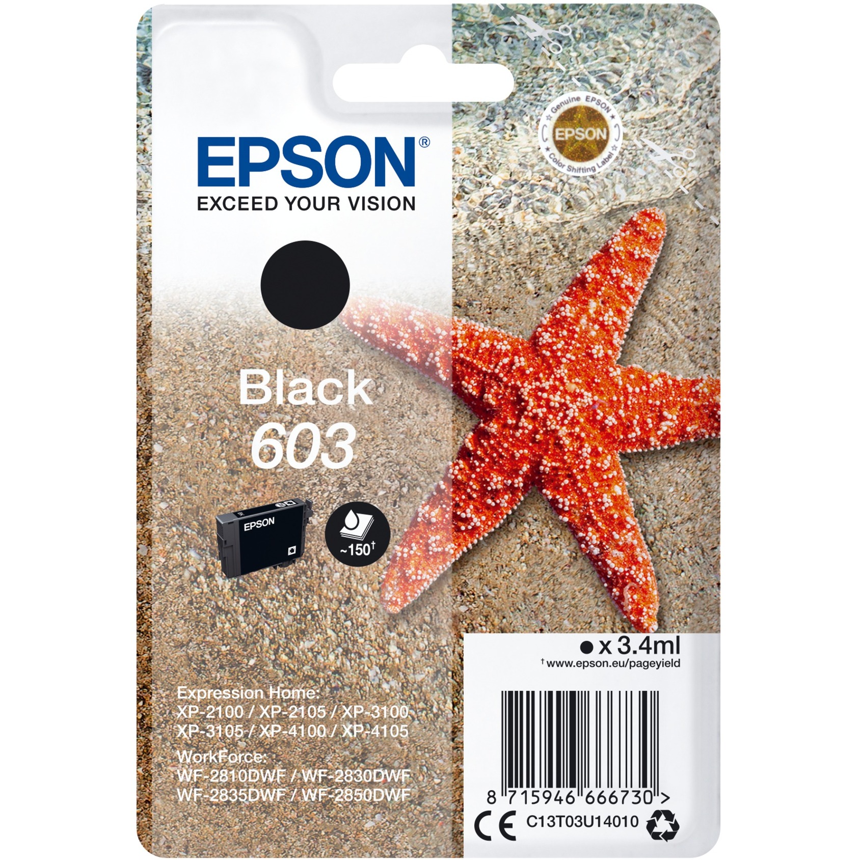 Epson Original 603 Seestern Druckerpatrone - schwarz (C13T03U14010)