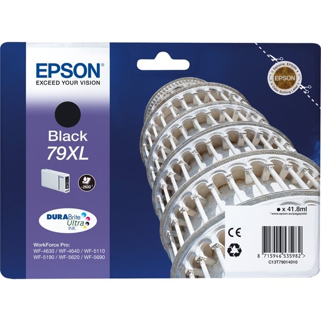 Epson 79XL Tintenpatrone Schwarz Für Kompatibilität, siehe Artikel-Beschreibung | Niedrigere Druckkosten Dank XL-Tintenpatrone