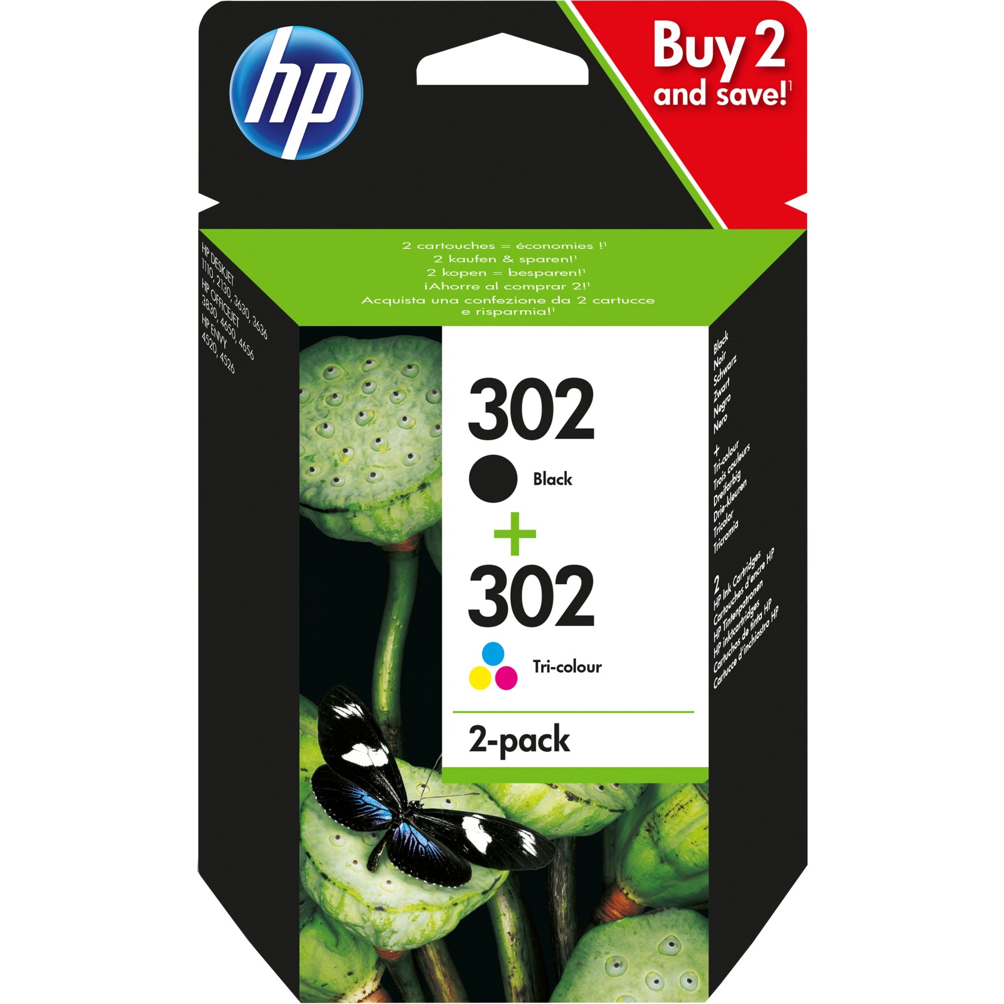 HP Druckerpatrone 302 (X4D37AE), Multipack, schwarz, color (cyan / magenta / gelb) 0190780475898 HP