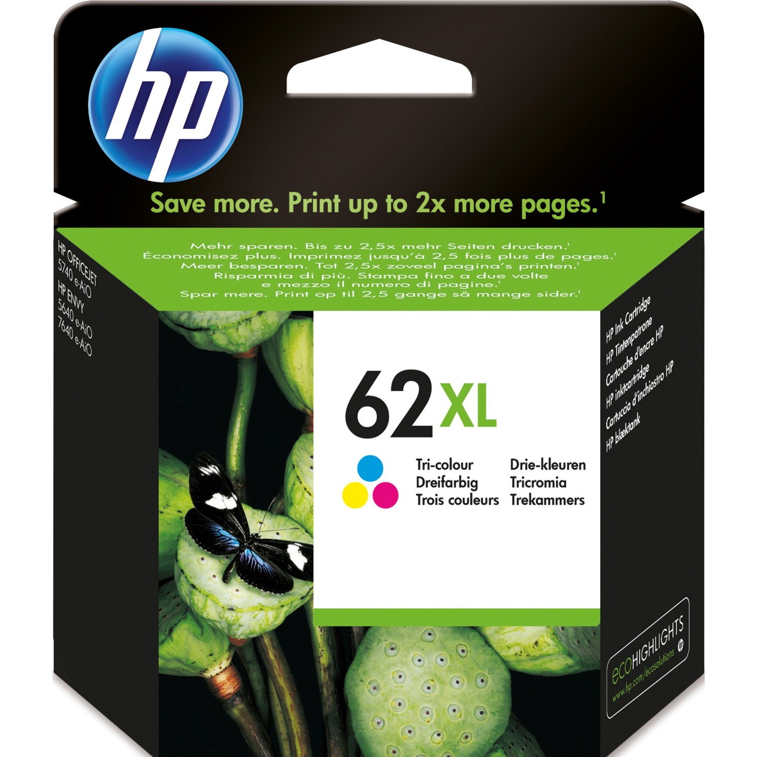 HP Original 62XL Druckerpatrone - cyan, magenta, gelb (C2P07AE)