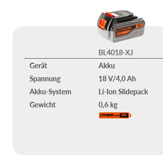 Akku BL4018-XJ, 18Volt 4Ah Akku BL4018-XJ, 18Volt 4Ah