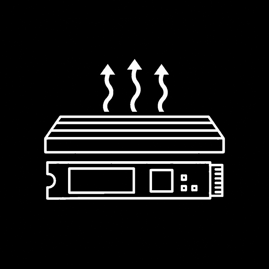NVMe-SSD mit Kühlkörper und Wärmeableitung