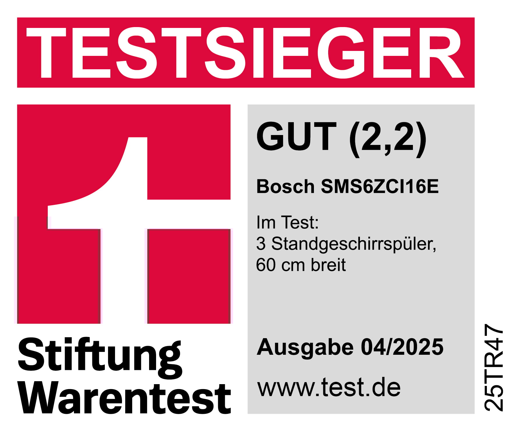 Stiftung Warentest GUT (2,2) 04/2025
