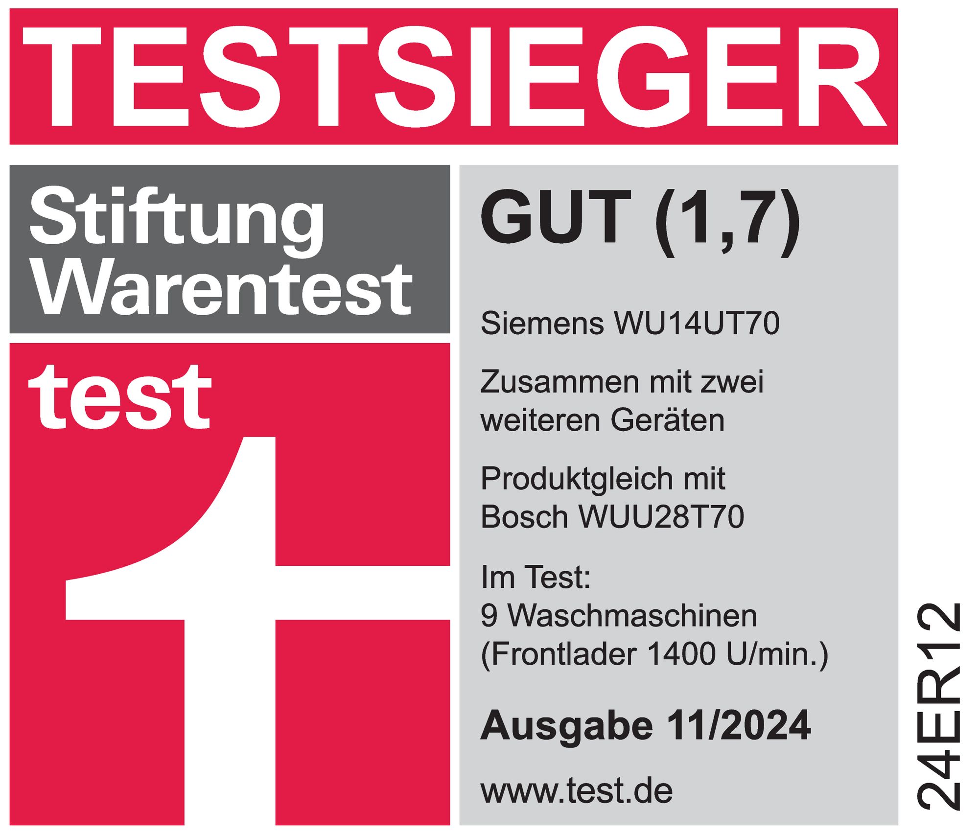 Stiftung Warentest GUT (1,7)  11/2024