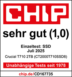 "Einzeltest, SEHR GUT (1,0)" 07/2025 Chip.de