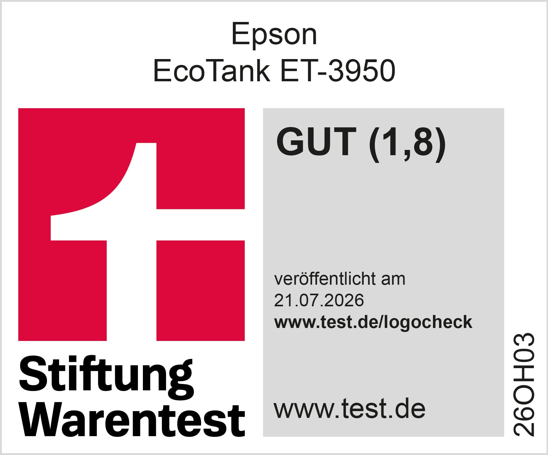 Stiftung Warentest GUT (1,8)