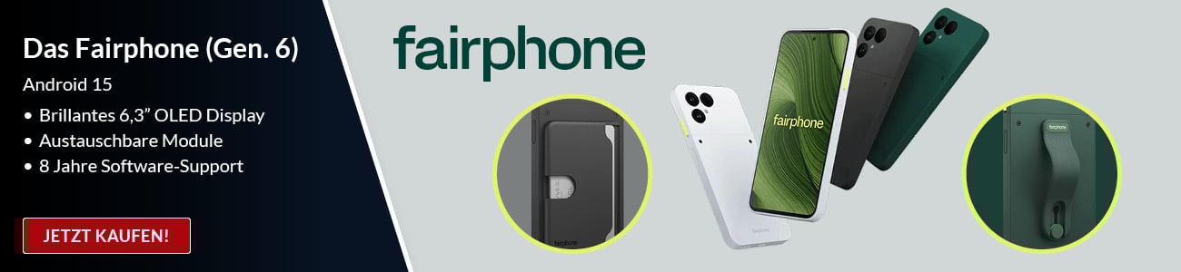 Fairphone Stageteaser auf Smartphone und Fairphone-Smartphones