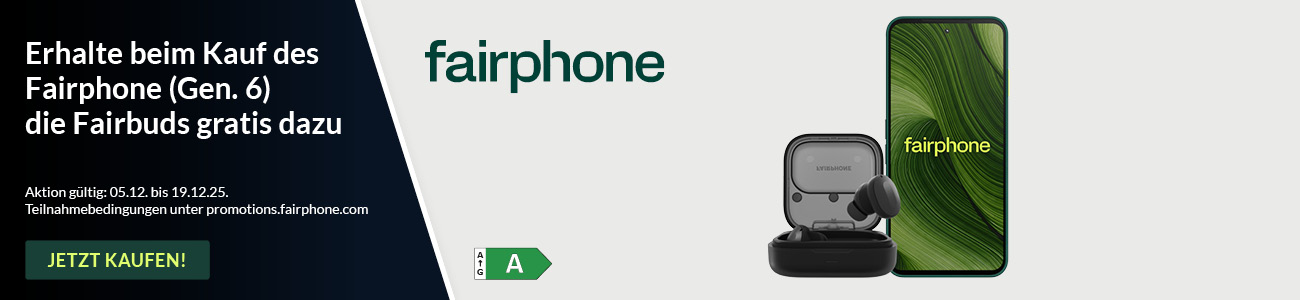 Erhalte beim Kauf des Fairphone (Gen. 6) die Fairbuds gratis dazu