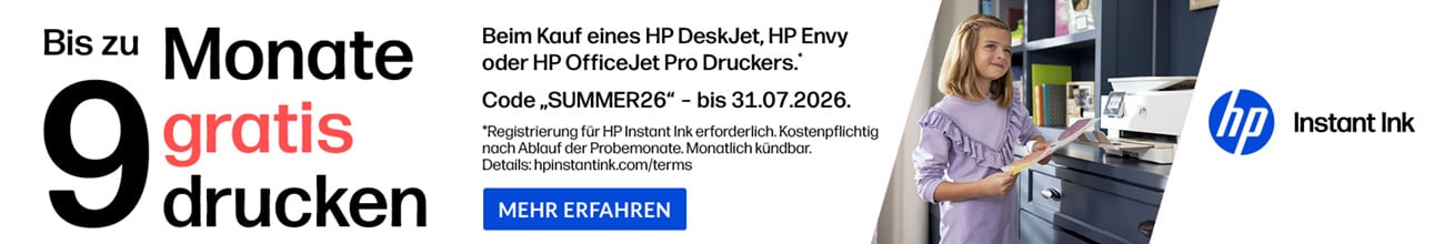 HP Instant Ink – Bis zu 9 Monate Promotion