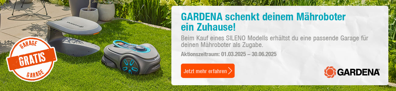 Gardena Mähroboter Aktion Gratis Garage 2025