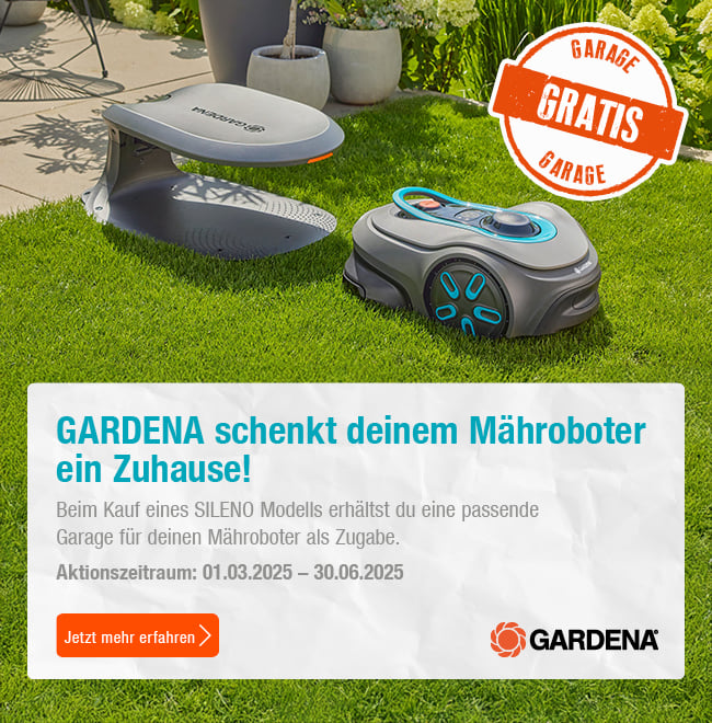 Gardena Mähroboter Aktion Gratis Garage 2025