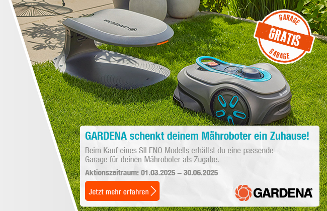 Gardena Mähroboter Aktion Gratis Garage 2025