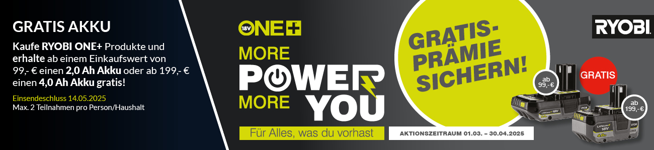 Pop-Up: Ryobi More Power More You Promotion (Über dem Listing)
