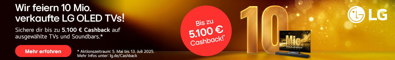 LG 10 Mio. vekaufte LG OLED TVs! LG Cashback Aktion
