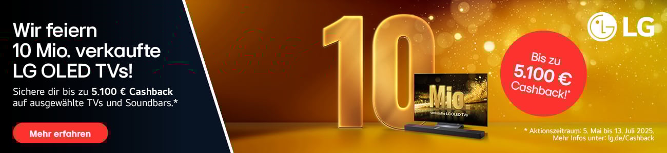 Pop-Up: LG 10 Mio. vekaufte LG OLED TVs! LG Cashback Aktion