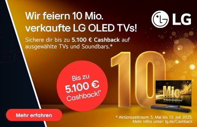 LG 10 Mio. vekaufte LG OLED TVs! LG Cashback Aktion