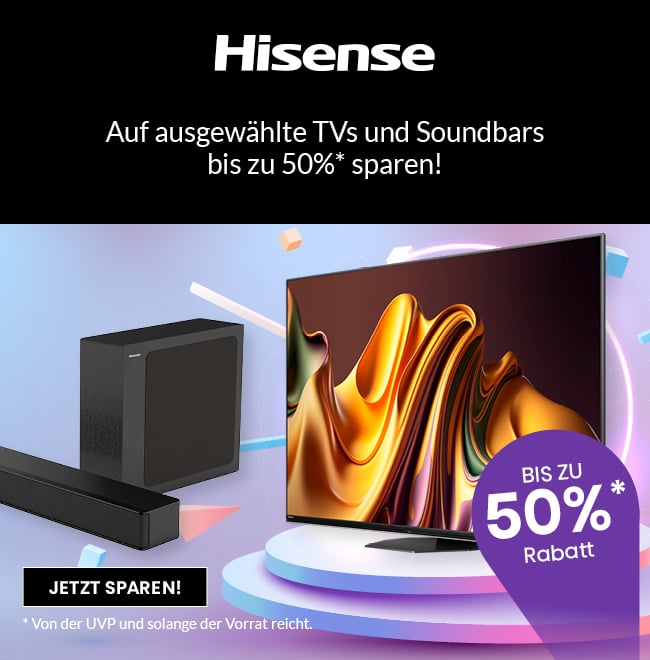 Auf ausgewählte TVs und Soundbars bis zu 50% sparen