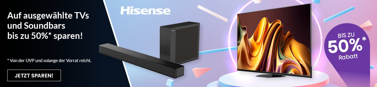 Auf ausgewählte TVs und Soundbars bis zu 50% sparen