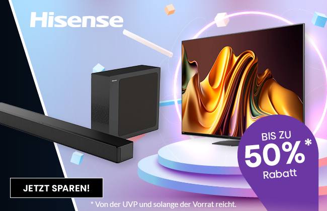 Auf ausgewählte TVs und Soundbars bis zu 50% sparen